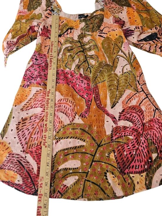 Kourt Robbie Palm Eyelet Puff Sleeve Mini Dress - Tropical Print - Size Medium - Picture 13 of 13